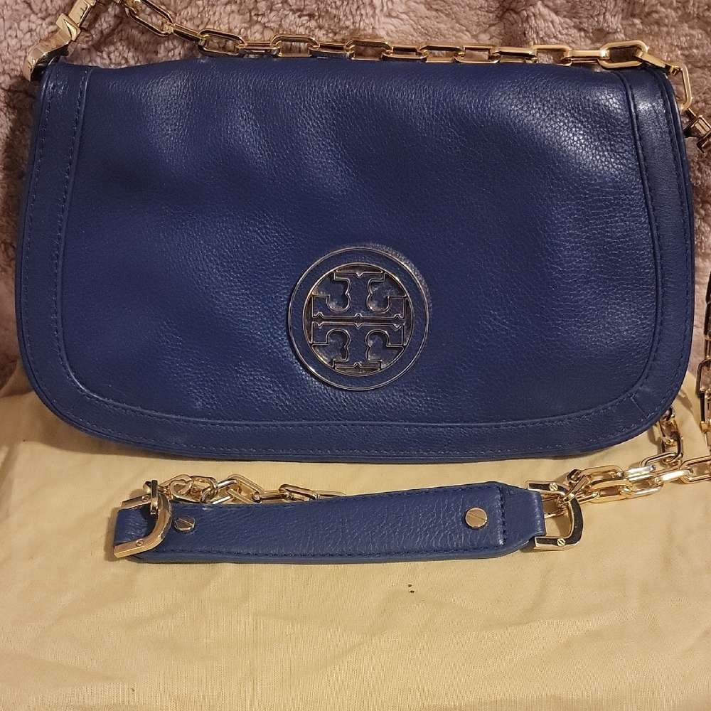 Tory Burch Blue and Gold Shoulder Bag
